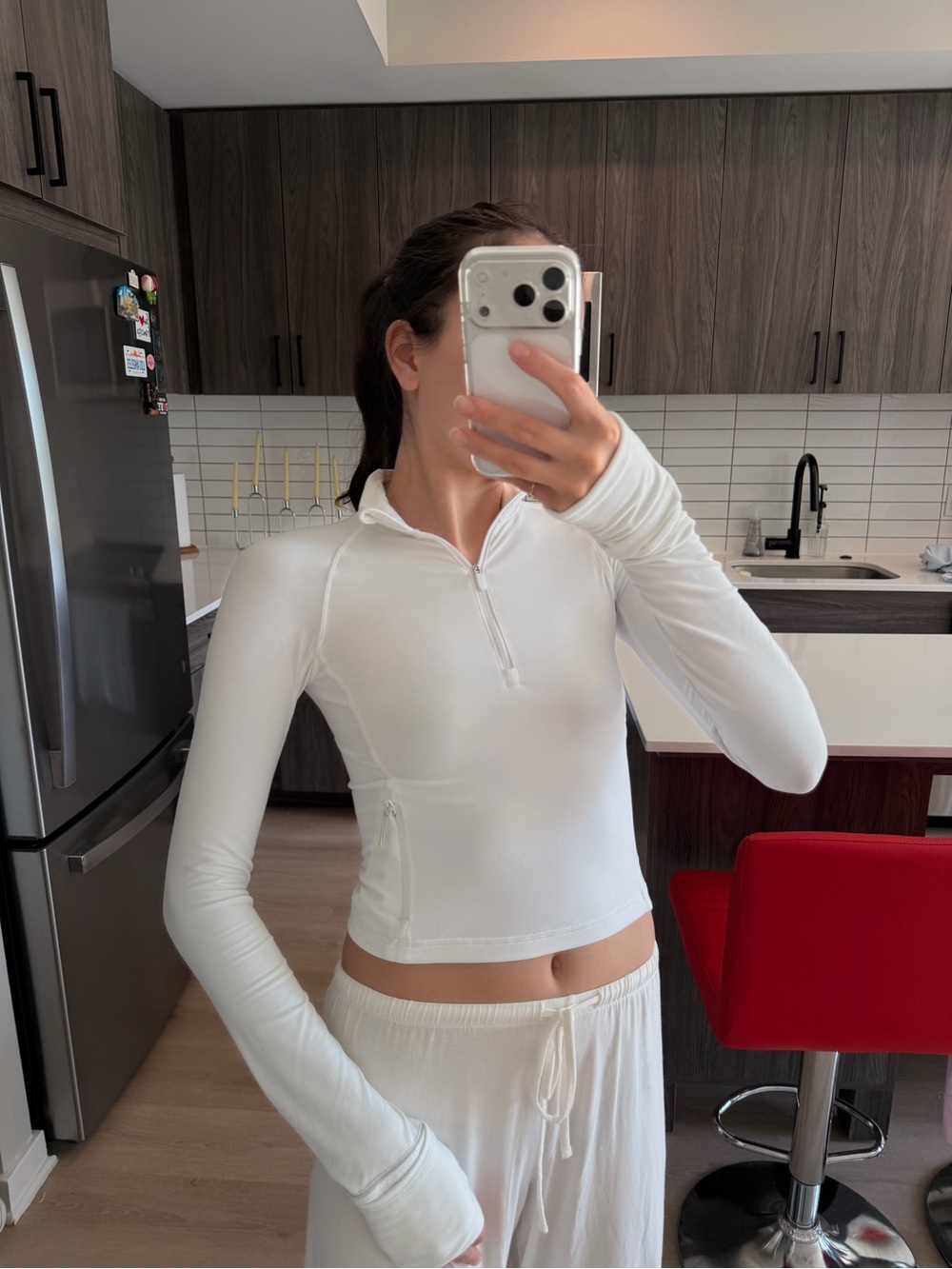 lululemon athletica White Long-Sleeve Half-Zip Crop Top